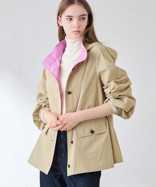 MACKINTOSH LONDON(マッキントッシュ ロンドン)の「エンザイムシャンブレーフーデッドブルゾン(ブルゾン・レディース・ベージュ系その他5/ベージュ・38/40)」の1枚目の写真