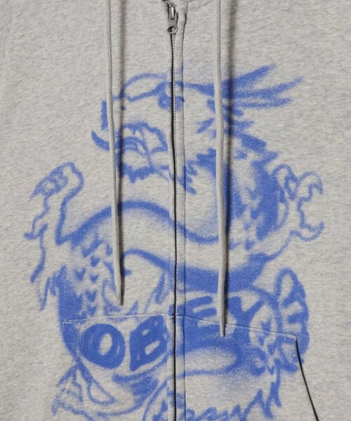OBEY(オベイ)の「【OBEY】DRACO ZIP HOOD(パーカー・メンズ・ブラック/グレー・SMALL)」の7枚目の写真