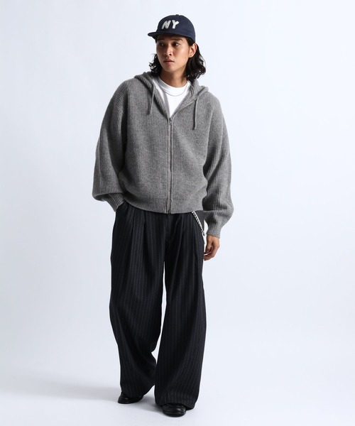 RAGEBLUE(レイジブルー)の「RIBBED KNIT ZIP HOODIE/リブニットZIPパーカー(ニット/セーター・メンズ・ブラック/グレー・MEDIUM/LARGE)」の11枚目の写真