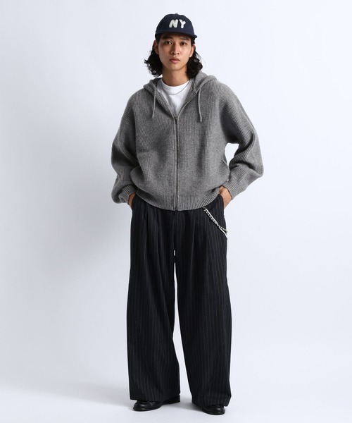 RAGEBLUE(レイジブルー)の「RIBBED KNIT ZIP HOODIE/リブニットZIPパーカー(ニット/セーター・メンズ・ブラック/グレー・MEDIUM/LARGE)」の12枚目の写真
