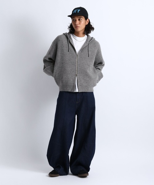 RAGEBLUE(レイジブルー)の「RIBBED KNIT ZIP HOODIE/リブニットZIPパーカー(ニット/セーター・メンズ・ブラック/グレー・MEDIUM/LARGE)」の16枚目の写真