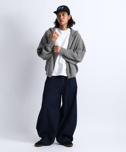 RAGEBLUE(レイジブルー)の「RIBBED KNIT ZIP HOODIE/リブニットZIPパーカー(ニット/セーター・メンズ・ブラック/グレー・MEDIUM/LARGE)」の18枚目の写真