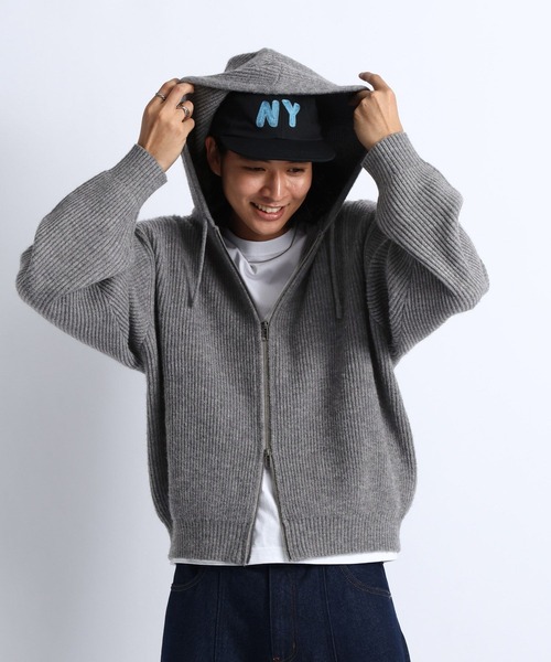 RAGEBLUE(レイジブルー)の「RIBBED KNIT ZIP HOODIE/リブニットZIPパーカー(ニット/セーター・メンズ・ブラック/グレー・MEDIUM/LARGE)」の20枚目の写真