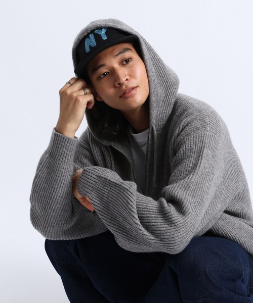 RAGEBLUE(レイジブルー)の「RIBBED KNIT ZIP HOODIE/リブニットZIPパーカー(ニット/セーター・メンズ・ブラック/グレー・MEDIUM/LARGE)」の22枚目の写真