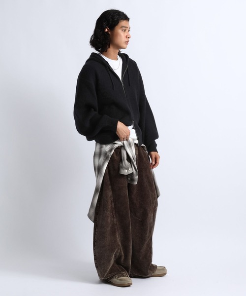 RAGEBLUE(レイジブルー)の「RIBBED KNIT ZIP HOODIE/リブニットZIPパーカー(ニット/セーター・メンズ・ブラック/グレー・MEDIUM/LARGE)」の6枚目の写真