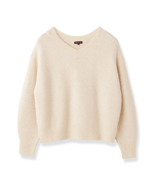 INDIVI(インディヴィ)の「【ヘアリー/上品】スパンコールヤーンふんわりニット(ニット/セーター・レディース・グレー系4/ナチュラル/パープル系1・15 /34/05/38/13)」の4枚目の写真