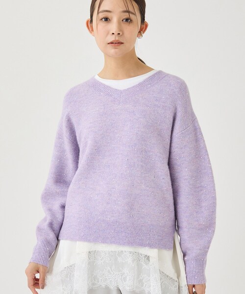 INDIVI(インディヴィ)の「【ヘアリー/上品】スパンコールヤーンふんわりニット(ニット/セーター・レディース・グレー系4/ナチュラル/パープル系1・15 /34/05/38/13)」の13枚目の写真