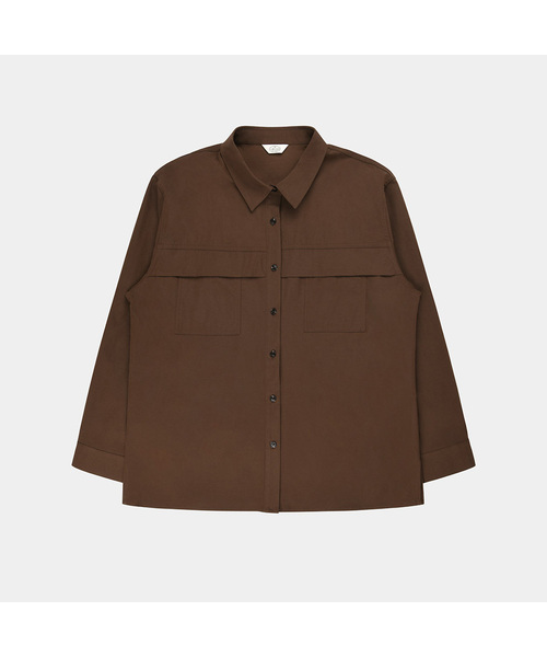 PIGMENT(ピグメント)の「2ポケットフラップボクシーシャツ (KYJK2508057)(シャツ/ブラウス・レディース・ブラウン/ネイビー・FREE)」の2枚目の写真