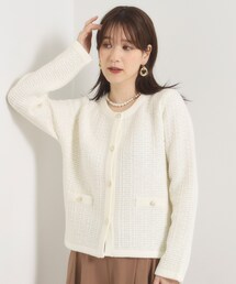 ノーカラージャケット（ホワイト/白色系・ウォッシャブル加工