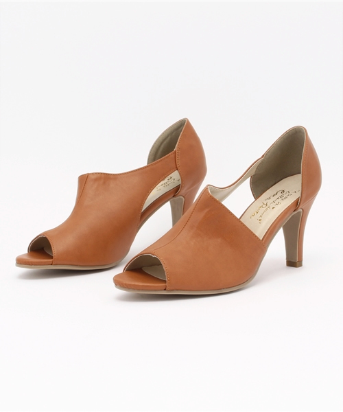 coca(ANDEX shoes product)(コカ)の「coca PORTA/コカポルタ セパレートサンダル サイドオープン ミドルヒール オープントゥ 116703(パンプス・レディース・ブラック/キャメル・S/M/L/LL)」の1枚目の写真