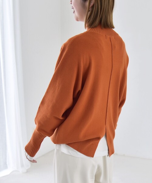 quaranciel(カランシエル)の「〈洗濯機可能〉タートルネック ラグラン ロングリブ ニット プルオーバー 26AW(ニット/セーター・レディース・オレンジ/グレー/オフホワイト・ONE SIZE)」の3枚目の写真