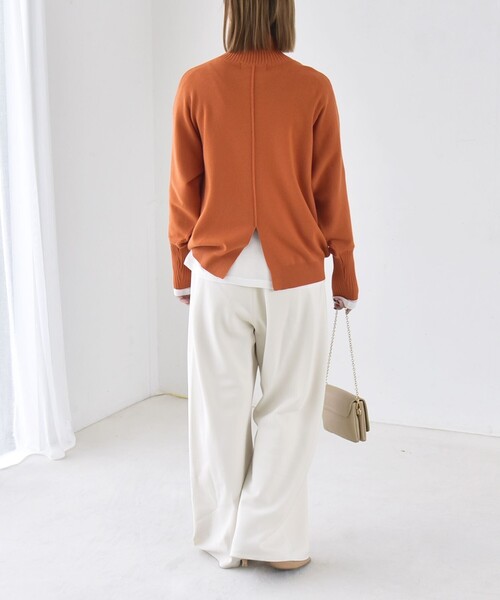 quaranciel(カランシエル)の「〈洗濯機可能〉タートルネック ラグラン ロングリブ ニット プルオーバー 26AW(ニット/セーター・レディース・オレンジ/グレー/オフホワイト・ONE SIZE)」の16枚目の写真