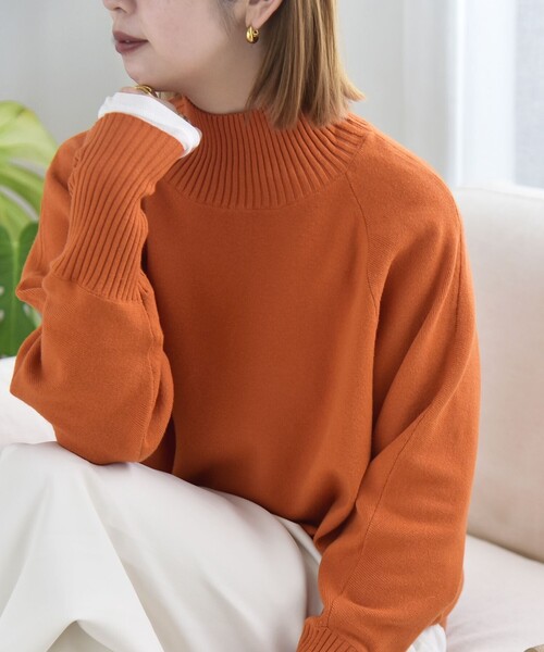 quaranciel(カランシエル)の「〈洗濯機可能〉タートルネック ラグラン ロングリブ ニット プルオーバー 26AW(ニット/セーター・レディース・オレンジ/グレー/オフホワイト・ONE SIZE)」の17枚目の写真