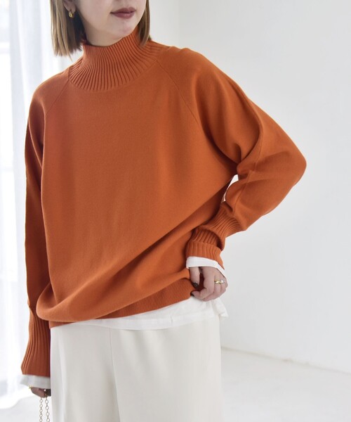 quaranciel(カランシエル)の「〈洗濯機可能〉タートルネック ラグラン ロングリブ ニット プルオーバー 26AW(ニット/セーター・レディース・オレンジ/グレー/オフホワイト・ONE SIZE)」の18枚目の写真