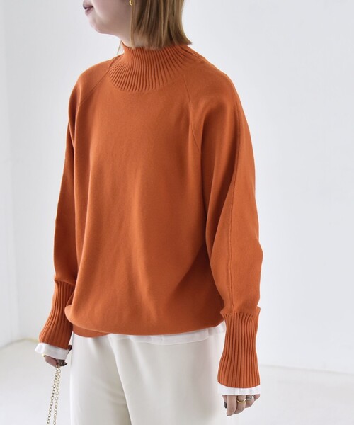 quaranciel(カランシエル)の「〈洗濯機可能〉タートルネック ラグラン ロングリブ ニット プルオーバー 26AW(ニット/セーター・レディース・オレンジ/グレー/オフホワイト・ONE SIZE)」の19枚目の写真