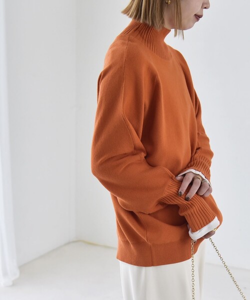 quaranciel(カランシエル)の「〈洗濯機可能〉タートルネック ラグラン ロングリブ ニット プルオーバー 26AW(ニット/セーター・レディース・オレンジ/グレー/オフホワイト・ONE SIZE)」の22枚目の写真