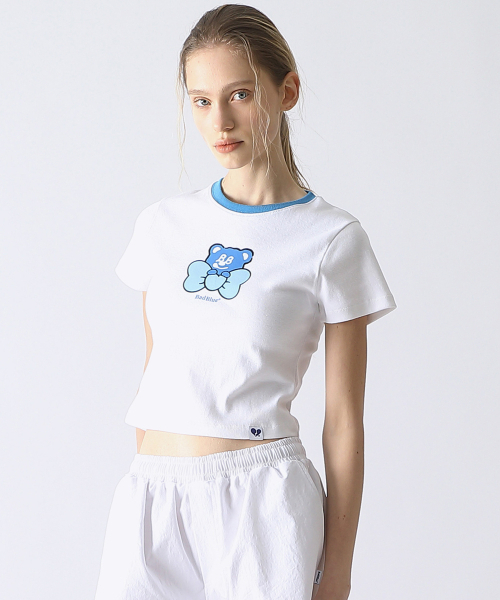 BadBlue(バッドブルー)の「Ribbon BadBear Ringer Slim Tee White(Tシャツ/カットソー・レディース・その他・FREE)」の4枚目の写真