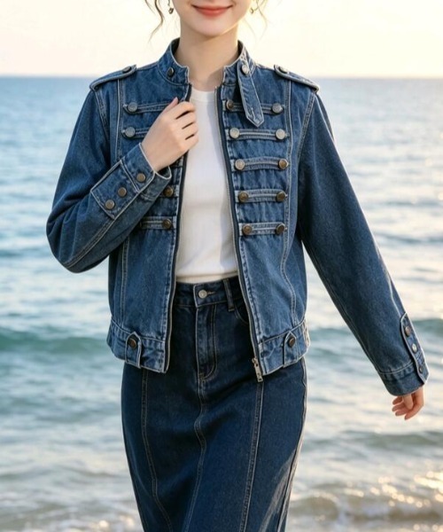 semplice(センプリチェ)の「デニムジャケット【韓国ファッション】(デニムジャケット・レディース・ブルー・L/M/S)」の2枚目の写真