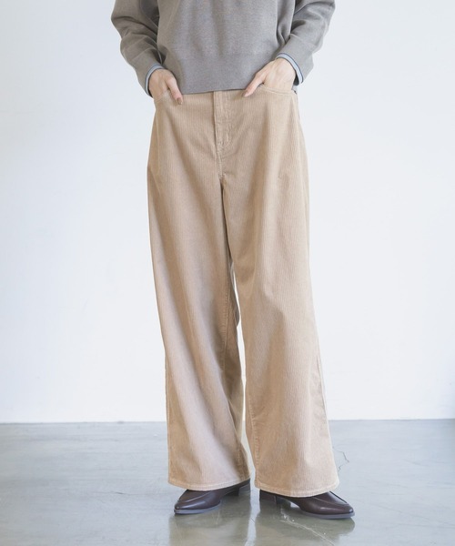 GLOBAL WORK(グローバルワーク)の「イージーケア/コーデュロイワイドパンツ/814370(その他パンツ・レディース・モカ/グレイッシュベージュ/ライトピンク/ブルー系その他6/ダークグレー・LARGE/MEDIUM/SMALL)」の3枚目の写真