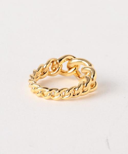 green label relaxing（グリーンレーベルリラクシング）の「KC チェーンリング（リング・レディース・ゴールド/シルバー・FREE）」の3枚目の写真