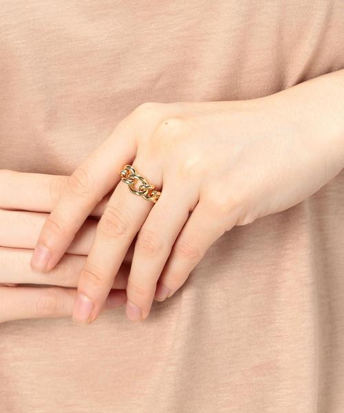 green label relaxing（グリーンレーベルリラクシング）の「KC チェーンリング（リング・レディース・ゴールド/シルバー・FREE）」の5枚目の写真