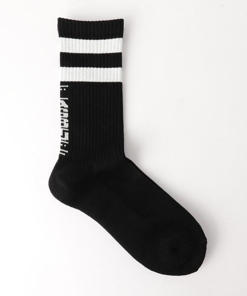 FLAGSTUFF(フラグスタフ)の「【別注】<FLAGSTUFF> LOGO SOX/ソックス◆(ソックス/靴下・メンズ・ブラック/ライトグレー/ライラック・FREE)」の1枚目の写真