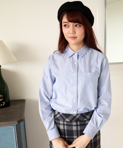 N.(N. Natural Beauty Basic)(エヌエヌナチュラルビューティーベーシック)の「レギュラーシャツ(シャツ/ブラウス・レディース・ホワイト/ブルー系その他・MEDIUM)」の2枚目の写真