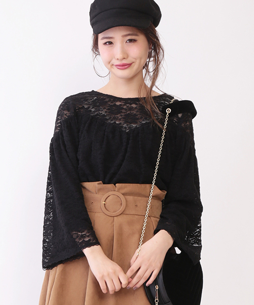 one after another NICE CLAUP（ワンアフターアナザーナイスクラップ）の「ｎｅｗレースプルオーバー（Tシャツ/カットソー・レディース・ピンク/アイボリー/ブラック・FREE）」の3枚目の写真