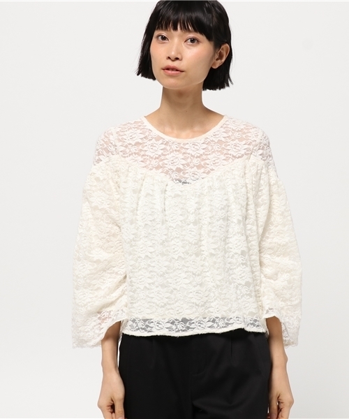 one after another NICE CLAUP（ワンアフターアナザーナイスクラップ）の「ｎｅｗレースプルオーバー（Tシャツ/カットソー・レディース・ピンク/アイボリー/ブラック・FREE）」の20枚目の写真