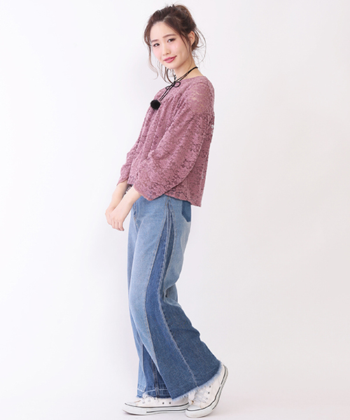 one after another NICE CLAUP（ワンアフターアナザーナイスクラップ）の「ｎｅｗレースプルオーバー（Tシャツ/カットソー・レディース・ピンク/アイボリー/ブラック・FREE）」の13枚目の写真