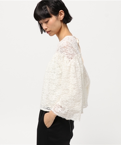 one after another NICE CLAUP（ワンアフターアナザーナイスクラップ）の「ｎｅｗレースプルオーバー（Tシャツ/カットソー・レディース・ピンク/アイボリー/ブラック・FREE）」の5枚目の写真