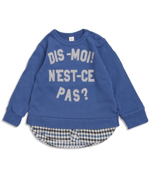 apres les cours（アプレレクール）の「レイヤード風シャツトレーナー（スウェット・キッズ・ブルー/カーキ/グレー・140/110/130/90/120/80/100）」の3枚目の写真