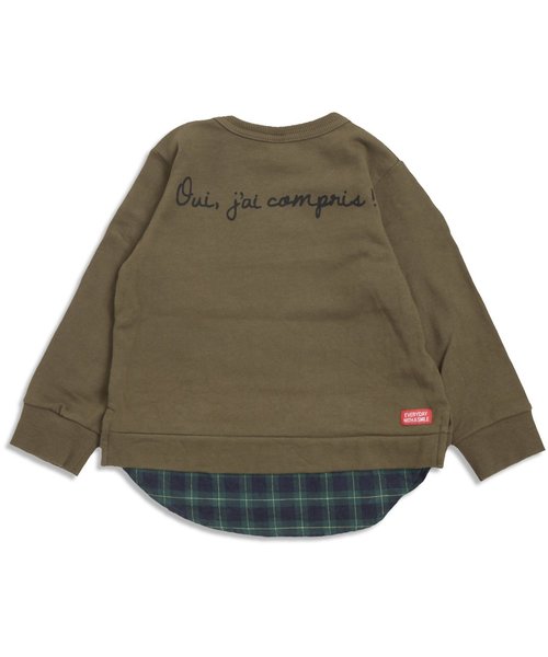 apres les cours（アプレレクール）の「レイヤード風シャツトレーナー（スウェット・キッズ・ブルー/カーキ/グレー・140/110/130/90/120/80/100）」の9枚目の写真