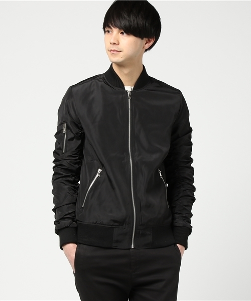 VENCEEXCHANGE（ヴァンスエクスチェンジ）の「袖シャーリングMA-1       （MA-1・メンズ・ブラック/オリーブ・X-LARGE/MEDIUM/LARGE）」の2枚目の写真