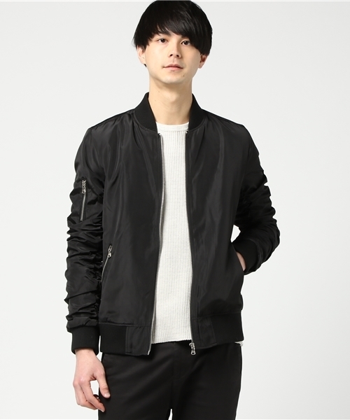 VENCEEXCHANGE（ヴァンスエクスチェンジ）の「袖シャーリングMA-1       （MA-1・メンズ・ブラック/オリーブ・X-LARGE/MEDIUM/LARGE）」の5枚目の写真