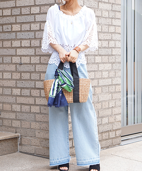 laboratory work（ラボラトリーワーク）の「カットワーク刺繍ブラウス（シャツ/ブラウス・レディース・ホワイト/ブラック・MEDIUM）」の10枚目の写真