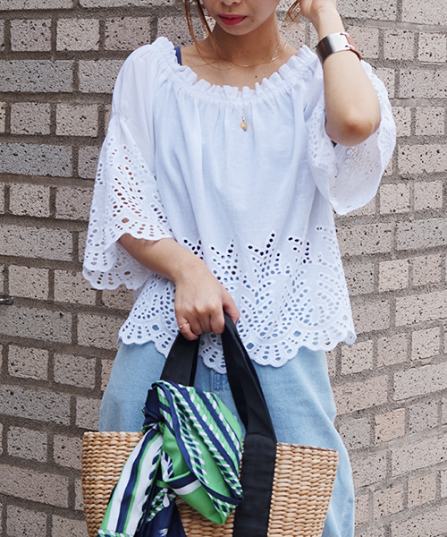 laboratory work（ラボラトリーワーク）の「カットワーク刺繍ブラウス（シャツ/ブラウス・レディース・ホワイト/ブラック・MEDIUM）」の15枚目の写真