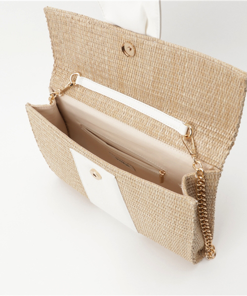 WEGO（ウィゴー）の「WEGO/フェイクレザーコンビクラッチショルダーバッグ（ショルダーバッグ・レディース・キャメル/ホワイト・FREE）」の5枚目の写真