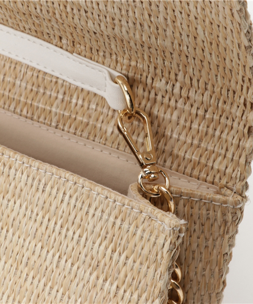 WEGO（ウィゴー）の「WEGO/フェイクレザーコンビクラッチショルダーバッグ（ショルダーバッグ・レディース・キャメル/ホワイト・FREE）」の6枚目の写真