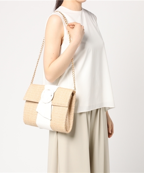 WEGO（ウィゴー）の「WEGO/フェイクレザーコンビクラッチショルダーバッグ（ショルダーバッグ・レディース・キャメル/ホワイト・FREE）」の7枚目の写真