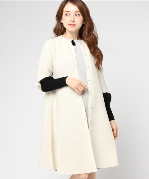 ツモリチサト カーディガン　アイボリー ツモリチサト リブ編みジャケット カーディガン ジップアップ