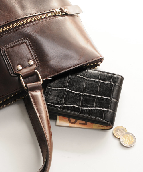 クロコダイル型押しレザー折り財布(財布)|Mia Borsa(ミアボルサ) クロコダイル型押しレザー折り財布(財布)|Mia Borsa(ミアボルサ)