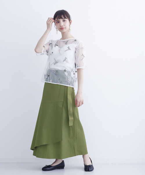 MERLOT（メルロー）の「チノラップスカート1300（スカート・レディース・オフホワイト/ベージュ/グリーン/ブラック・FREE）」の11枚目の写真