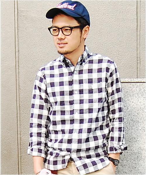 coen（コーエン）の「コットンリネンバッファローチェックシャツ（シャツ/ブラウス・メンズ・ケリー/ネイビー・X-SMALL/SMALL/MEDIUM/LARGE/X-LARGE）」の2枚目の写真