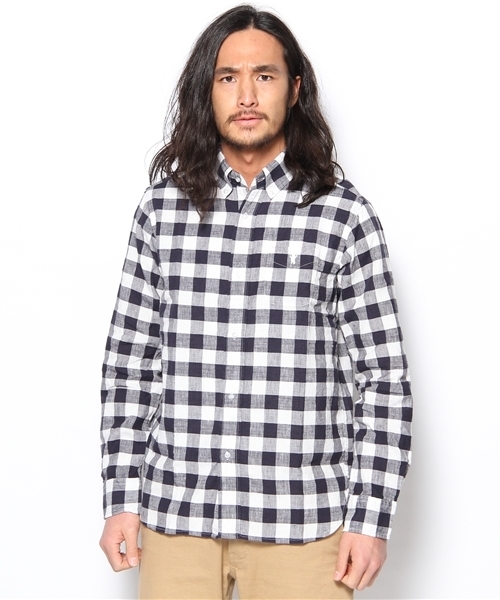 coen（コーエン）の「コットンリネンバッファローチェックシャツ（シャツ/ブラウス・メンズ・ケリー/ネイビー・X-SMALL/SMALL/MEDIUM/LARGE/X-LARGE）」の3枚目の写真