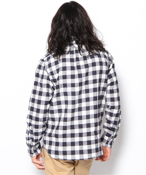 coen（コーエン）の「コットンリネンバッファローチェックシャツ（シャツ/ブラウス・メンズ・ケリー/ネイビー・X-SMALL/SMALL/MEDIUM/LARGE/X-LARGE）」の5枚目の写真