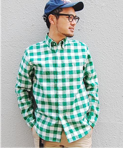 coen（コーエン）の「コットンリネンバッファローチェックシャツ（シャツ/ブラウス・メンズ・ケリー/ネイビー・X-SMALL/SMALL/MEDIUM/LARGE/X-LARGE）」の11枚目の写真