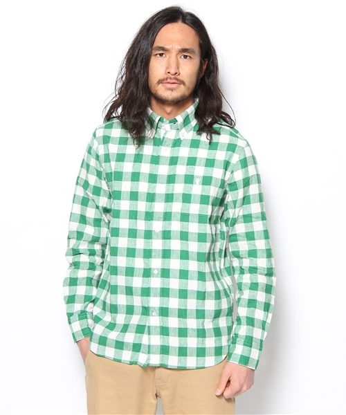coen（コーエン）の「コットンリネンバッファローチェックシャツ（シャツ/ブラウス・メンズ・ケリー/ネイビー・X-SMALL/SMALL/MEDIUM/LARGE/X-LARGE）」の12枚目の写真