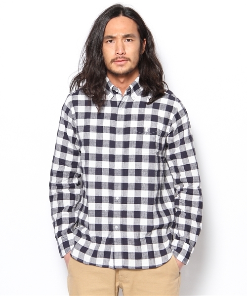 coen（コーエン）の「コットンリネンバッファローチェックシャツ（シャツ/ブラウス・メンズ・ケリー/ネイビー・X-SMALL/SMALL/MEDIUM/LARGE/X-LARGE）」の10枚目の写真