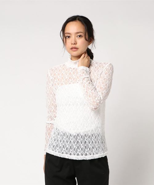 VENCEEXCHANGE(ヴァンスエクスチェンジ)の「レースレイヤードトップス(Tシャツ/カットソー・レディース・ホワイト/ブラック・M)」の5枚目の写真